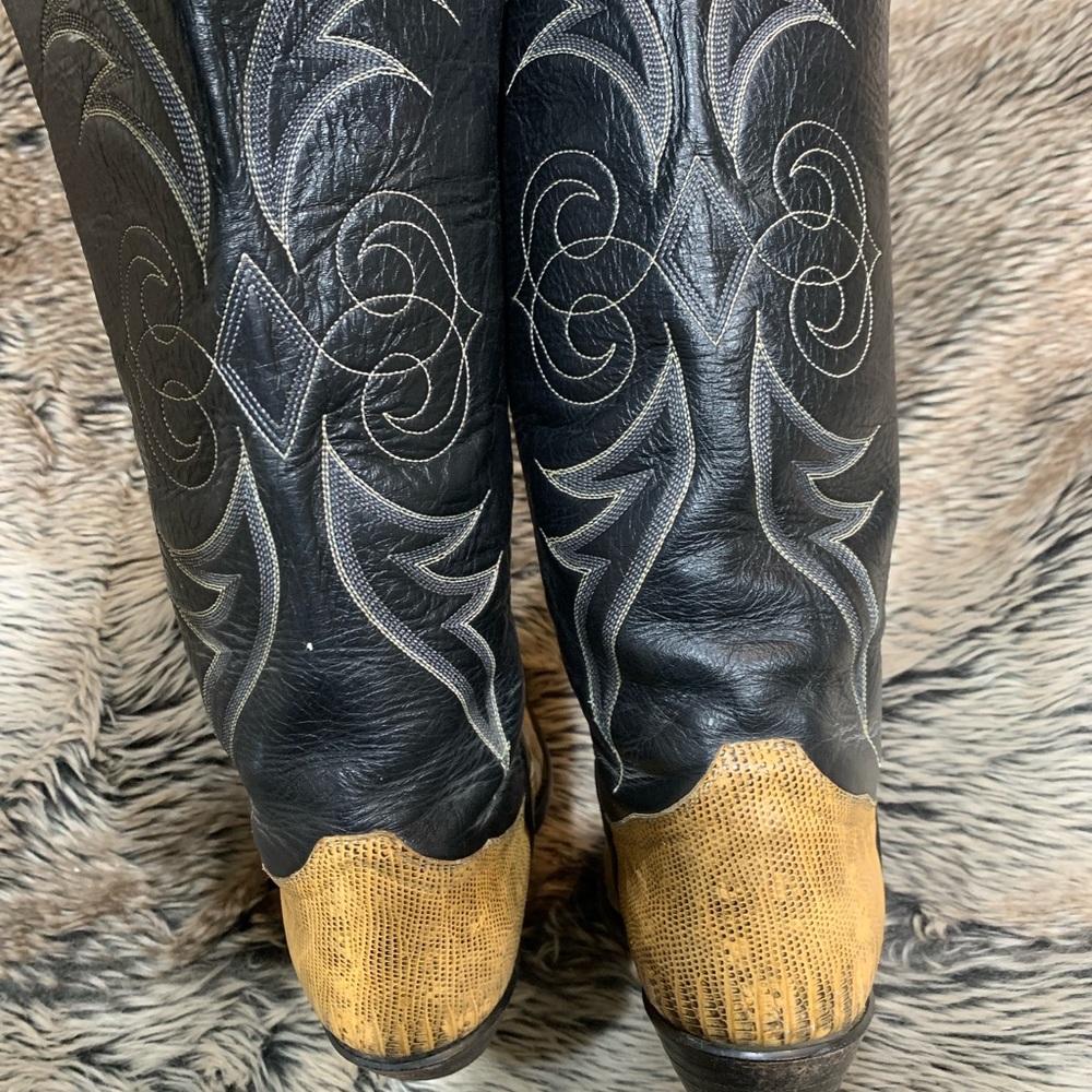 Tony lama vintage Teju Lizard Black label El Paso Texas Made in USA Size 7M - Picture 5 of 11